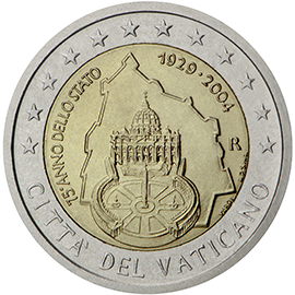 Vatican City € 2,00 (75th anniversary of the founding of the Vatican City State)