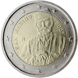 San Marino € 2,00 (Bicentenary of the birth of Giuseppe Garibaldi)