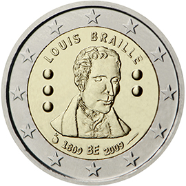 Belgium € 2,00 (200th anniversary of Louis Braille’s birth)