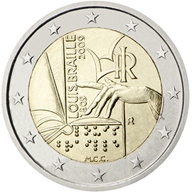 Italy € 2,00 (200th anniversary of Louis Braille’s birth)