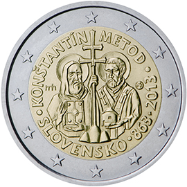 Slovakia € 2,00 (1150th anniversary of the advent of the mission of Constantine and Methodius to Great Moravia)