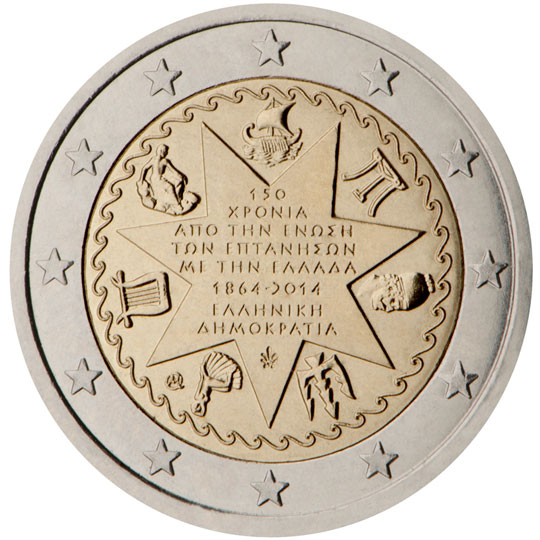 Greece € 2,00 (150th anniversary of the union of the Ionian Islands with Greece (1864-2014))