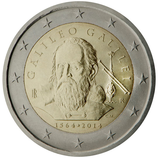 Italy € 2,00 (450th Anniversary of the birth of Galileo Galilei (born in 1564))