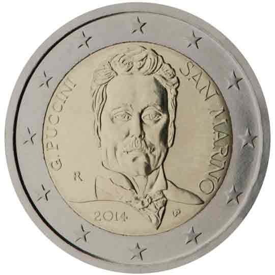 San Marino € 2,00 (90th anniversary of the death of Giacomo Puccini)