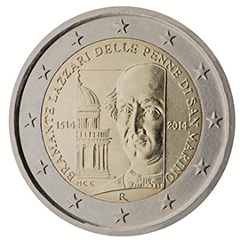 San Marino € 2,00 (500th anniversary of the death of Bramante Lazzari delle Penne di San Marino)