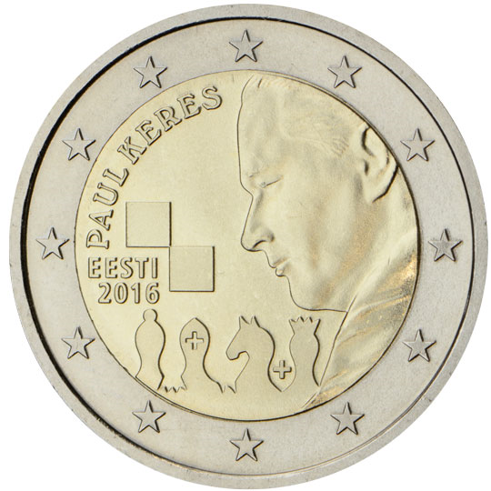 Estonia € 2,00 (100th anniversary of the birth of the famous Estonian chess grandmaster Paul Keres)