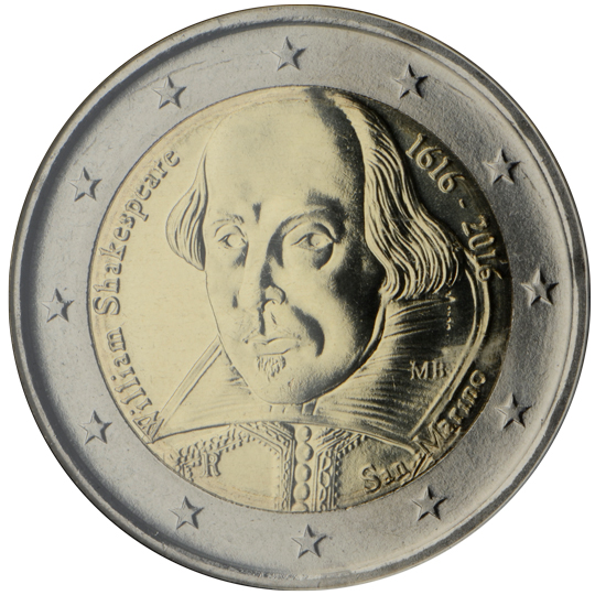 San Marino € 2,00 (400th anniversary of the death of William Shakespeare)