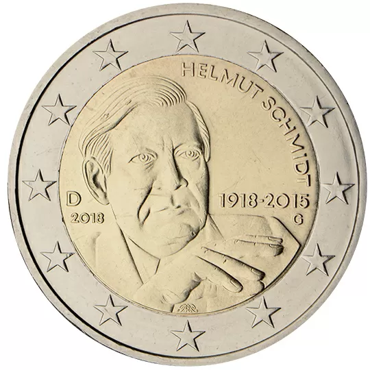 Germany € 2,00 (The 100th birthday anniversary of the great German statesman and Chancellor Helmut Schmidt (1918-2015))