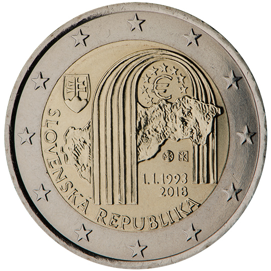 Slovakia € 2,00 (The 25th anniversary of the establishment of the Slovak Republic)