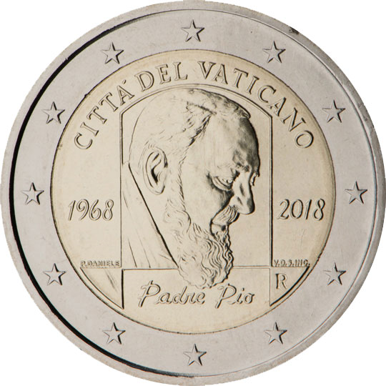 Vatican City € 2,00 (50th Anniversary of the death of Padre Pio)