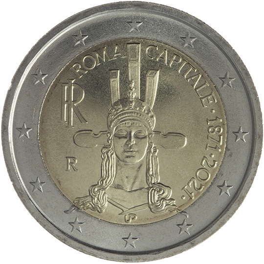 Italy € 2,00 (150th Anniversary of the institution of Rome Capital of Italy)