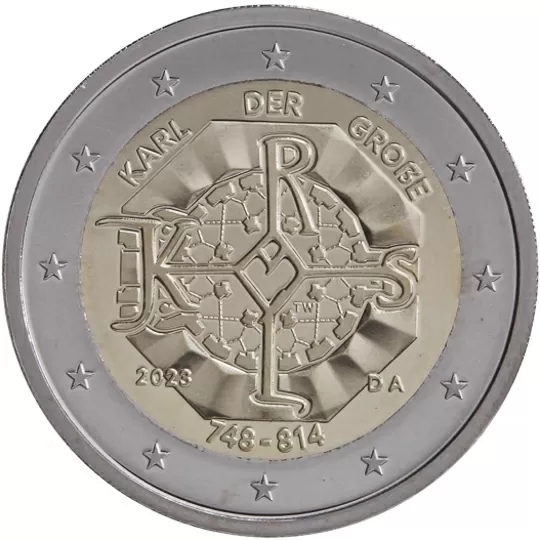 Germany € 2,00 (The 1275th anniversary of the birth of Charlemagne (748–814), King of the Franks and Holy Roman Emperor)