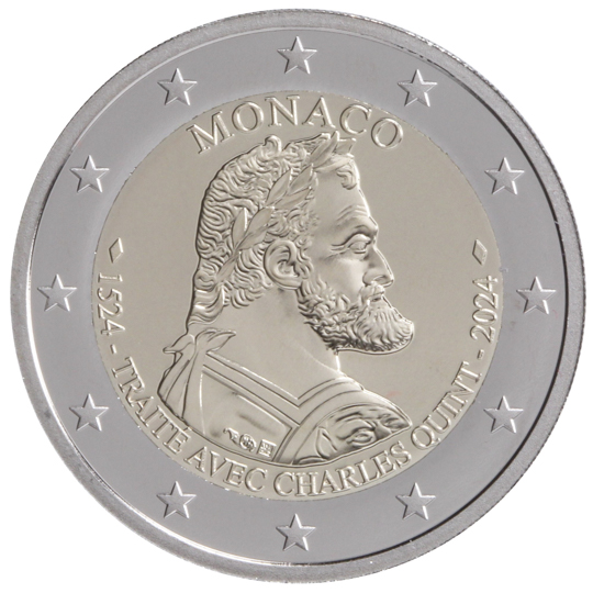 Monaco € 2,00 (500 years since the signature of the Treaty with Charles V)