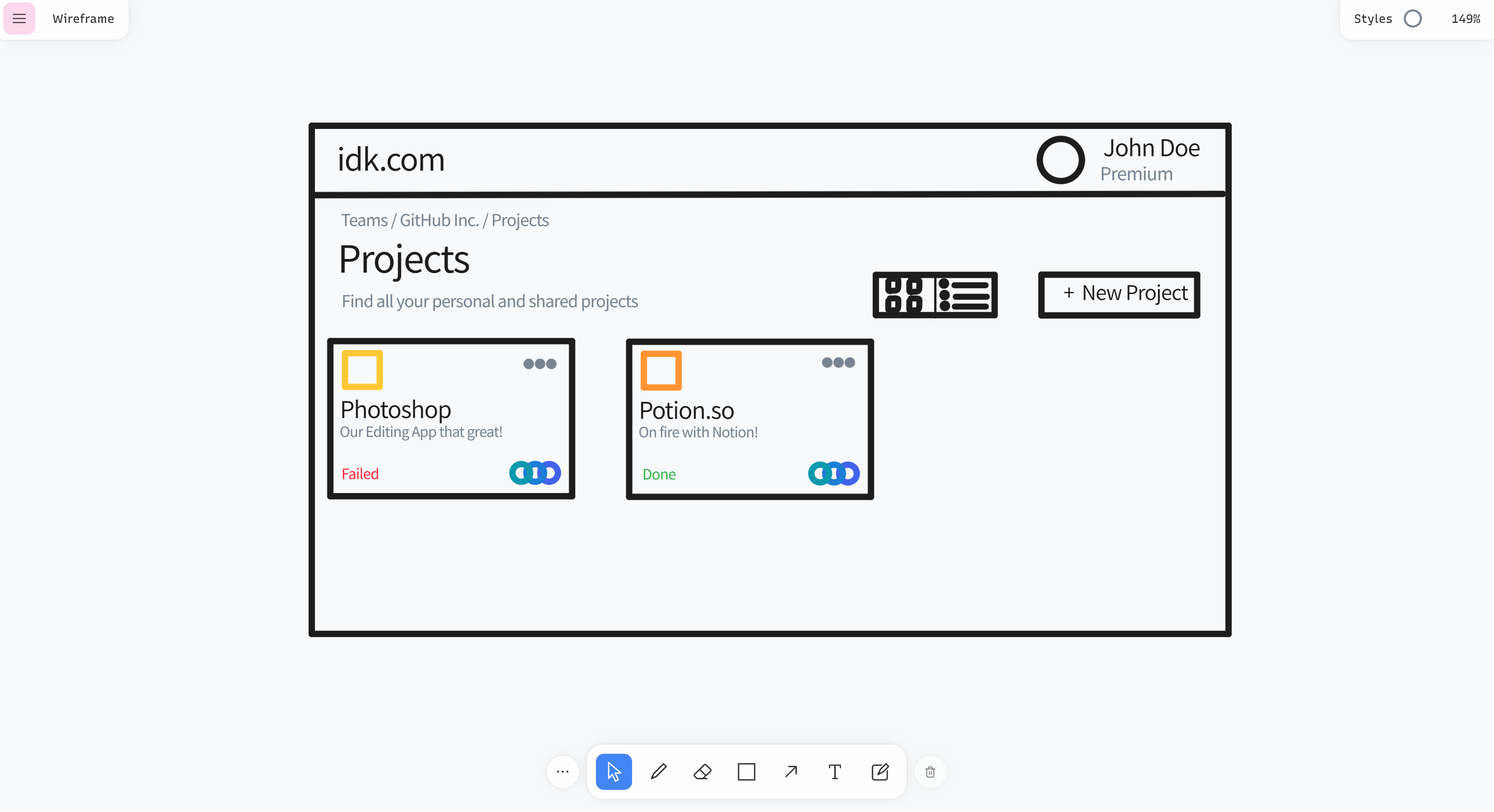 My 1st wireframe on tldraw.com