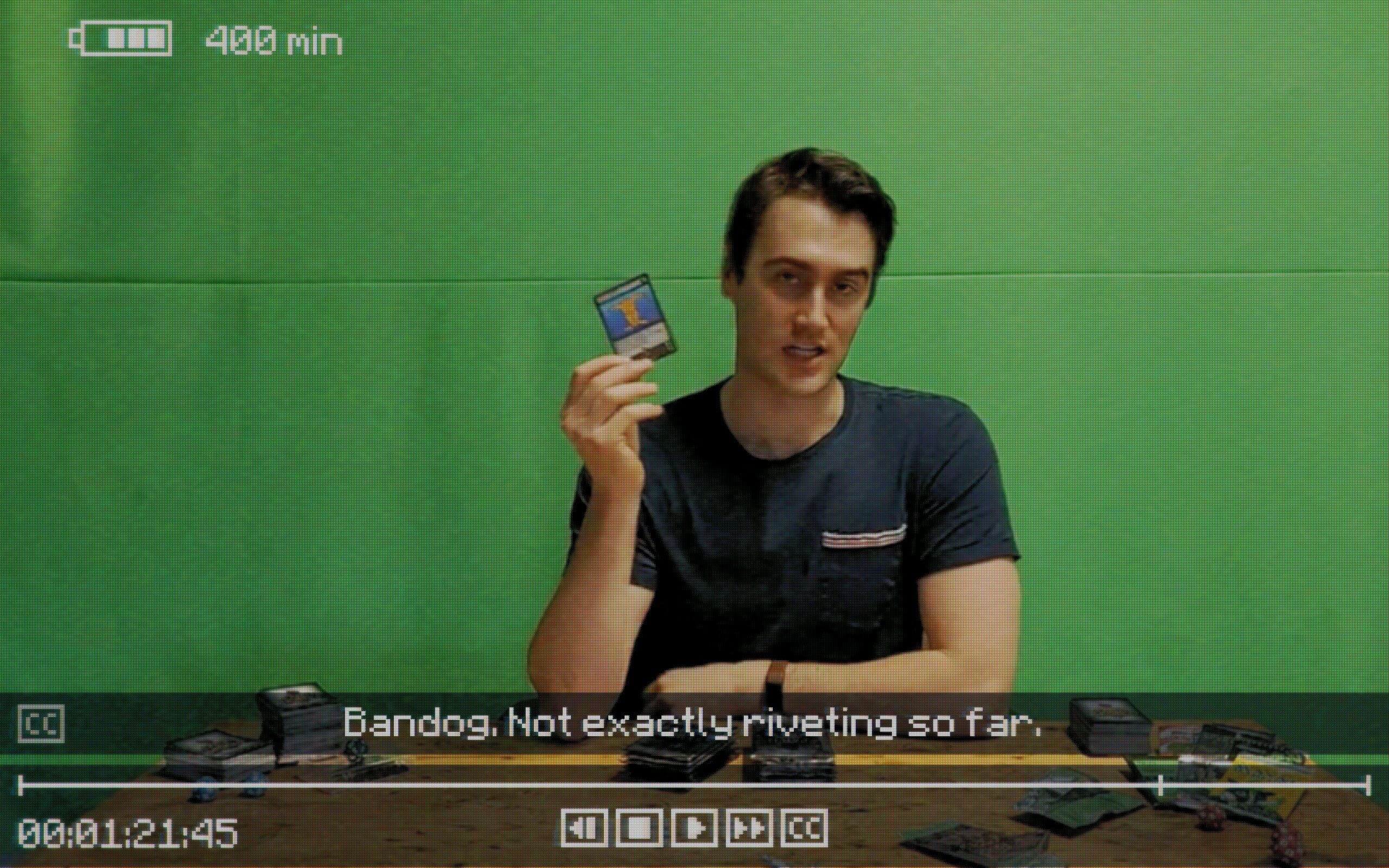 In-game footage of behind-the-scenes recording of Luke Carder.