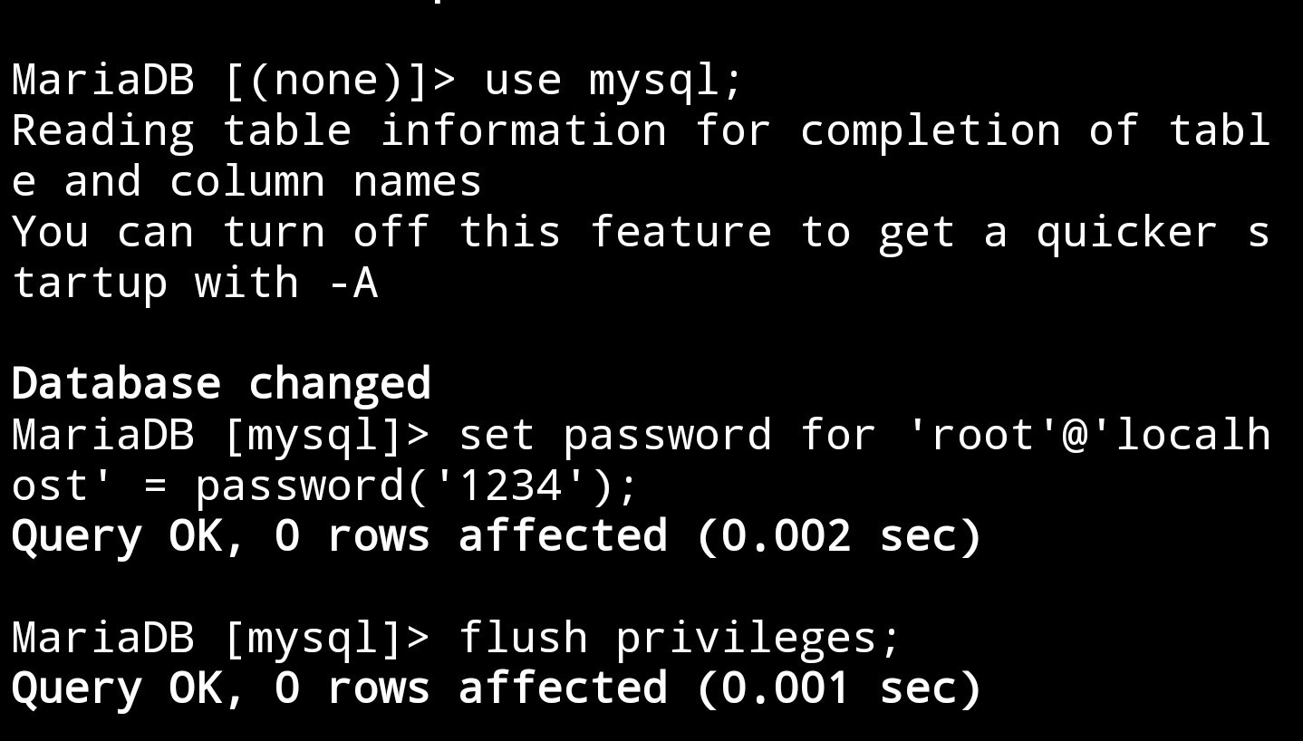 set password untuk akun root