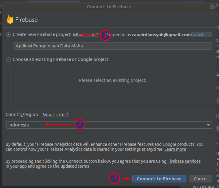 Setup Firebase - create new firebase project