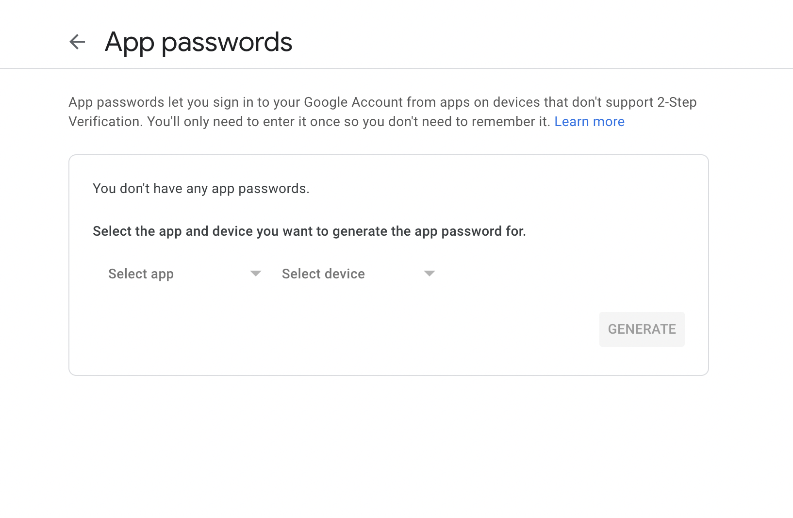 halaman App password google