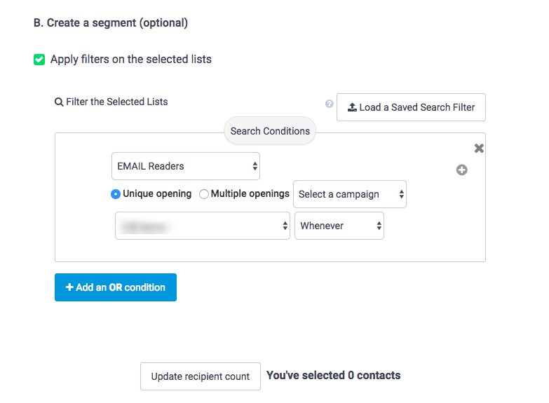 định nghĩa phân khúc danh bạ để nhận bản tin