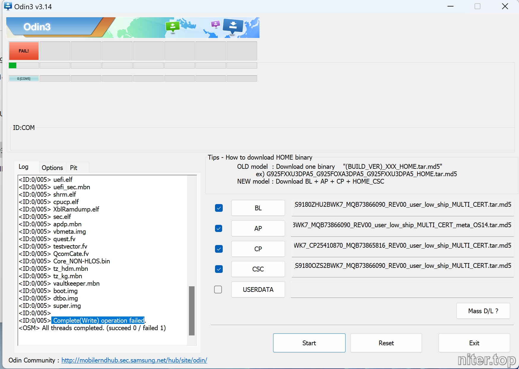 s9180-complete(wirte)-operation-failed-issue