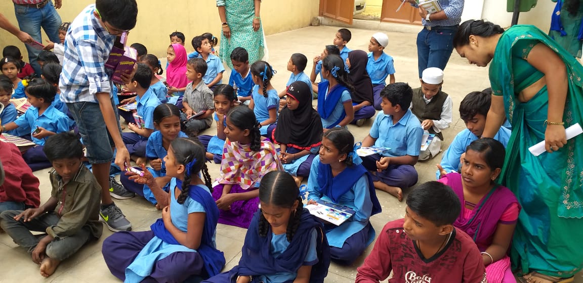 Distribution of Study materials at 12 Govt Schools in Dommasandra Cluster