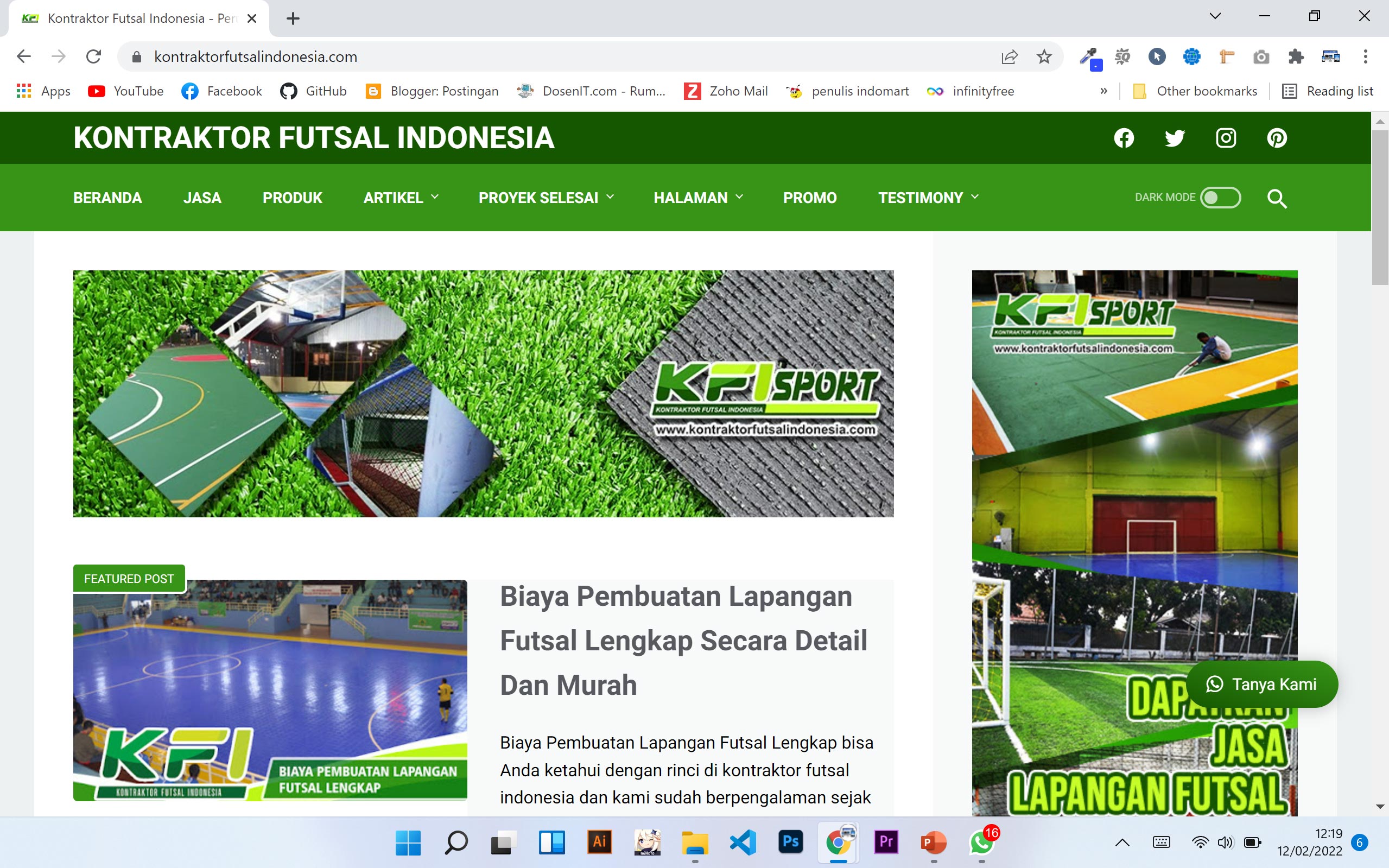 Pembuatan Web Kontraktor Futsal