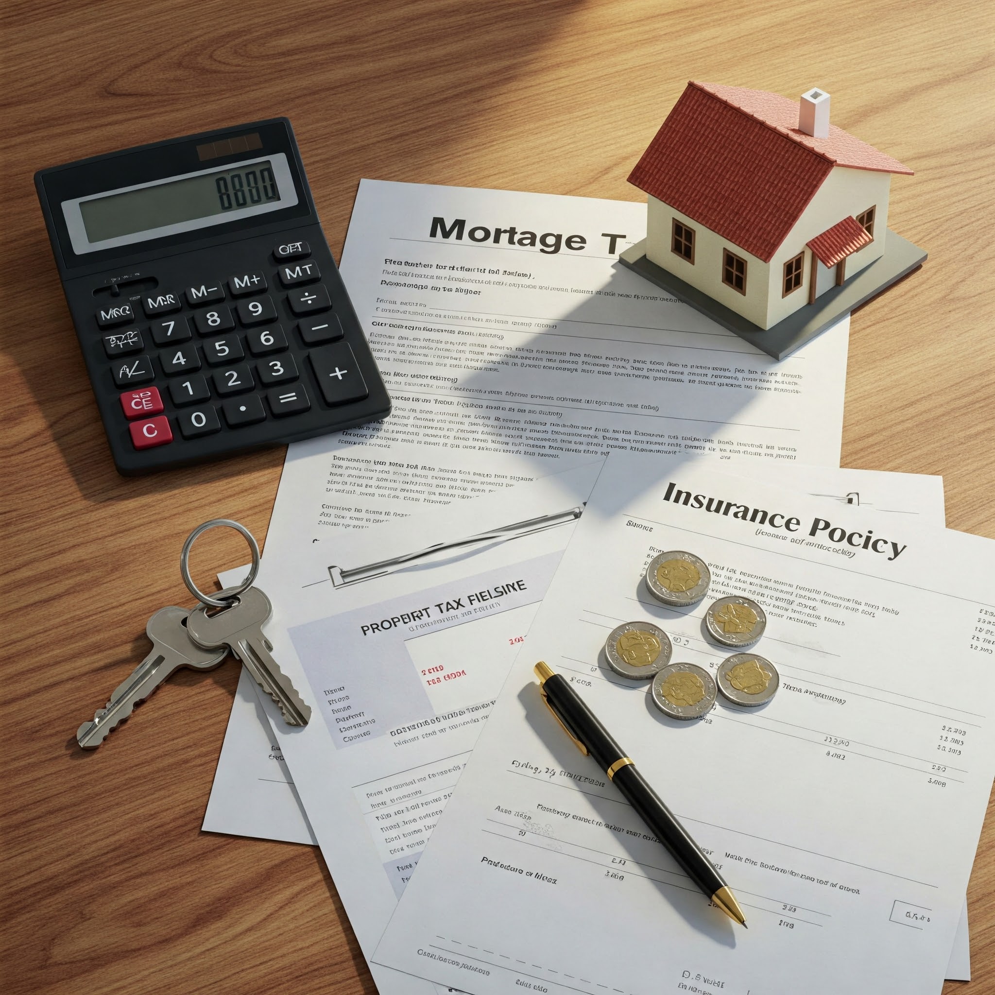 Calculator with mortgage documents