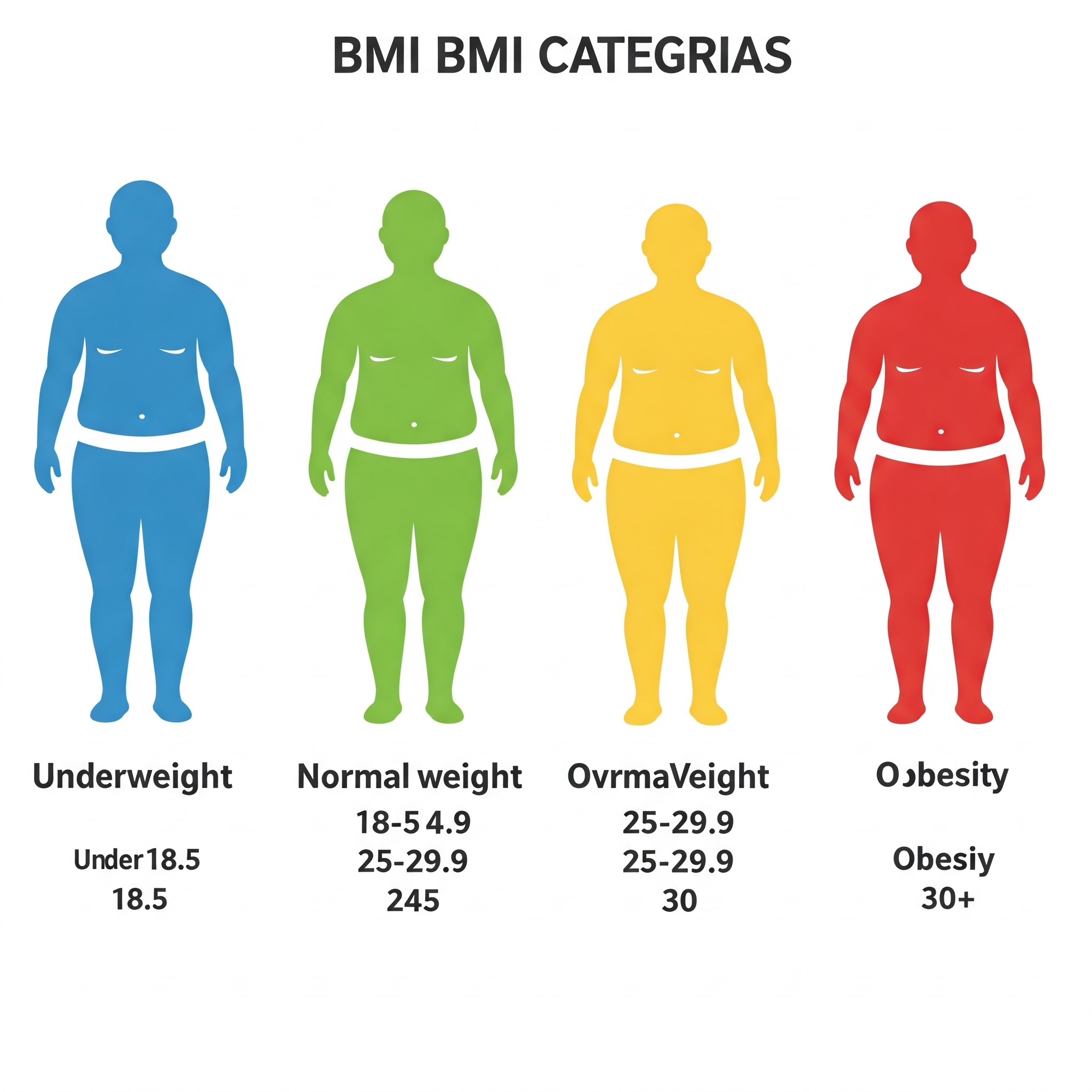 BMI categories visualization showing weight ranges from underweight to obesity