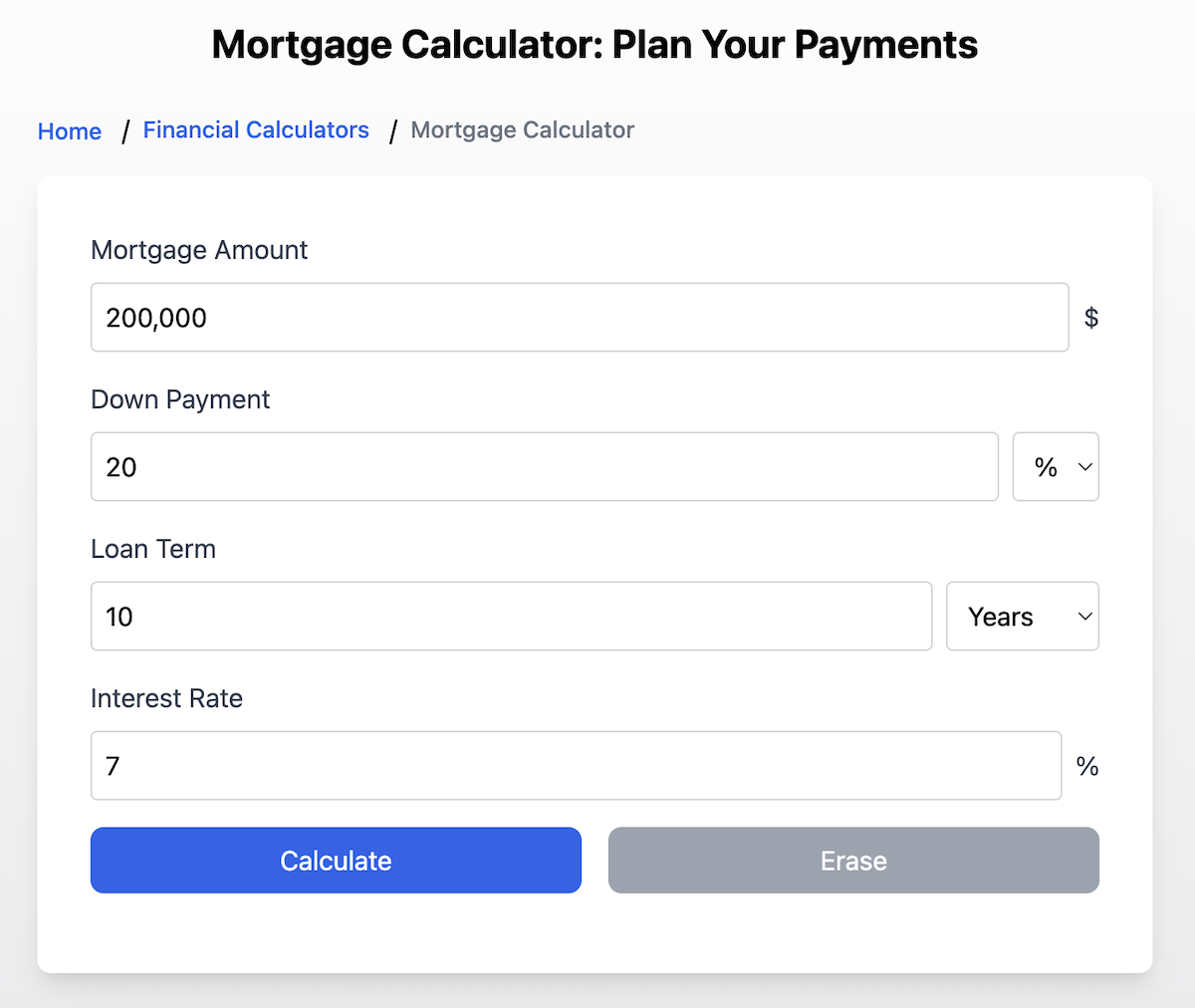 Calculators.im Mortgage Calculator