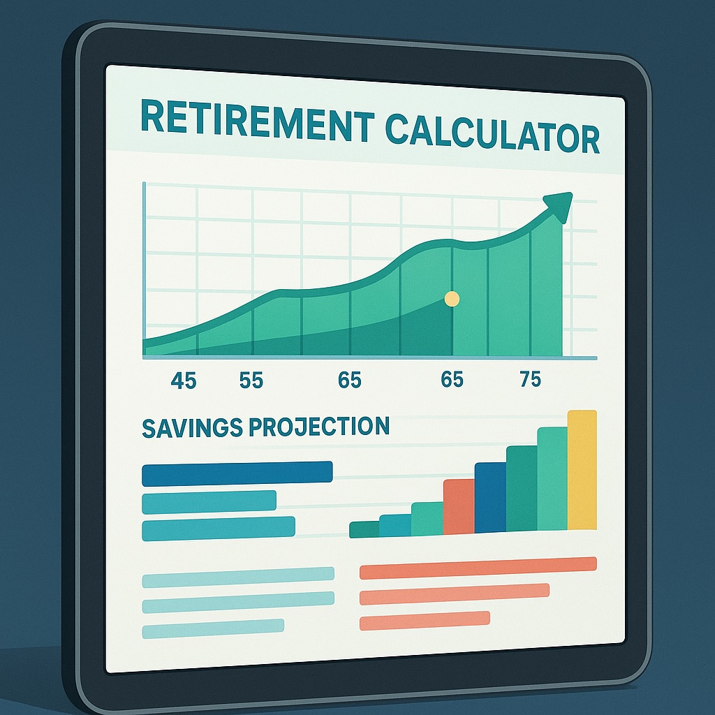 Retirement calculator showing financial projections