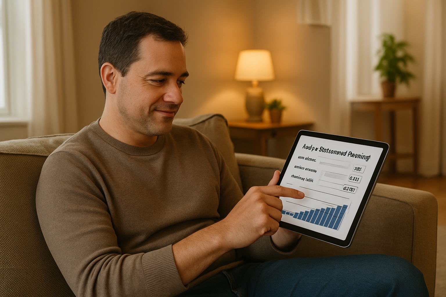 Person adjusting retirement scenarios on calculator