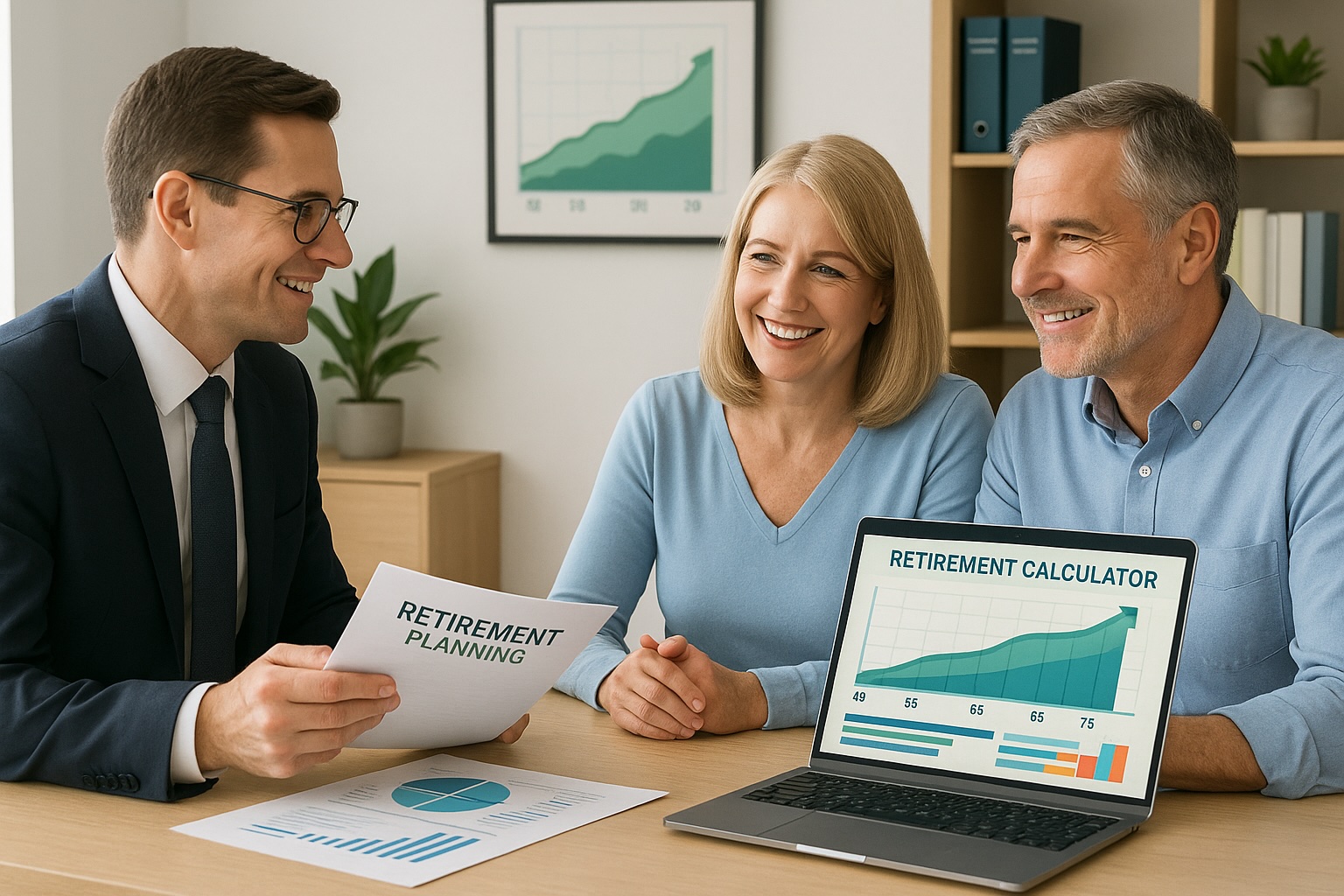 Retirement planning meeting with financial advisor