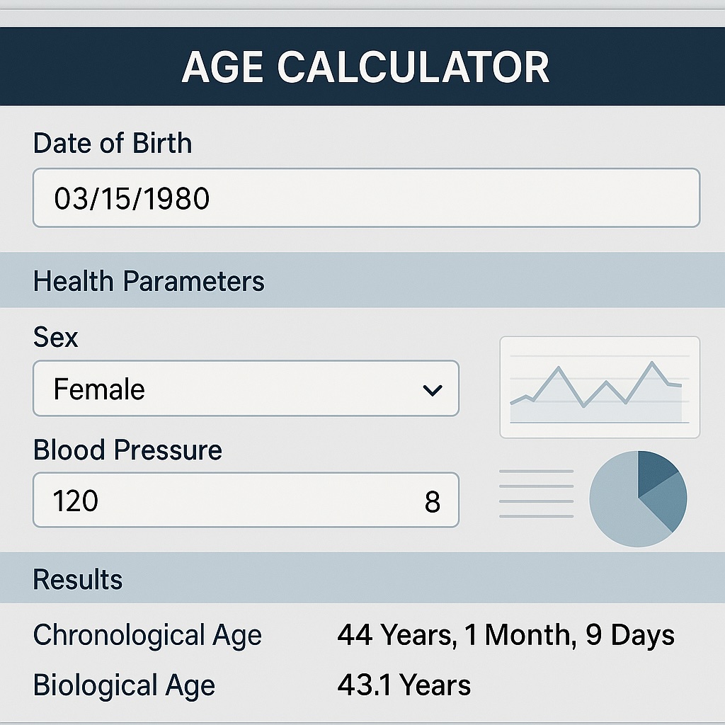 Medical age calculator interface mockup