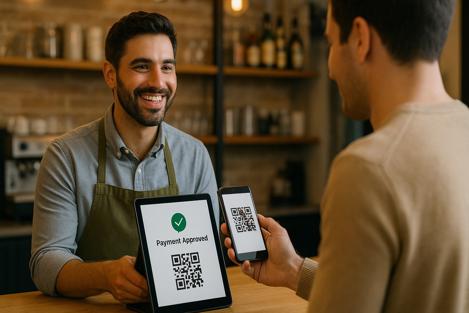 QR code payment solution in use at a small business