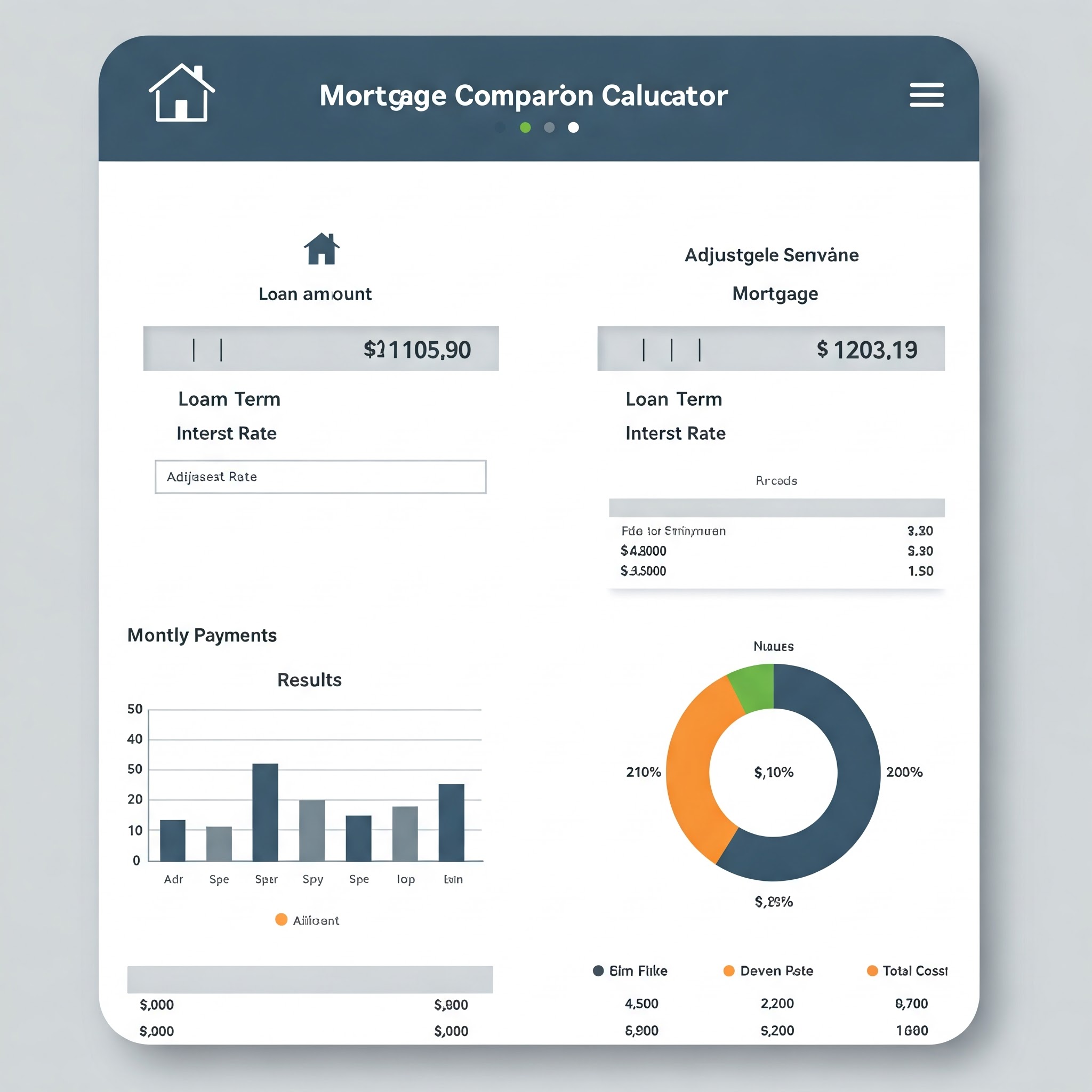 Screenshot of mortgage comparison calculator interface with input fields and comparison results