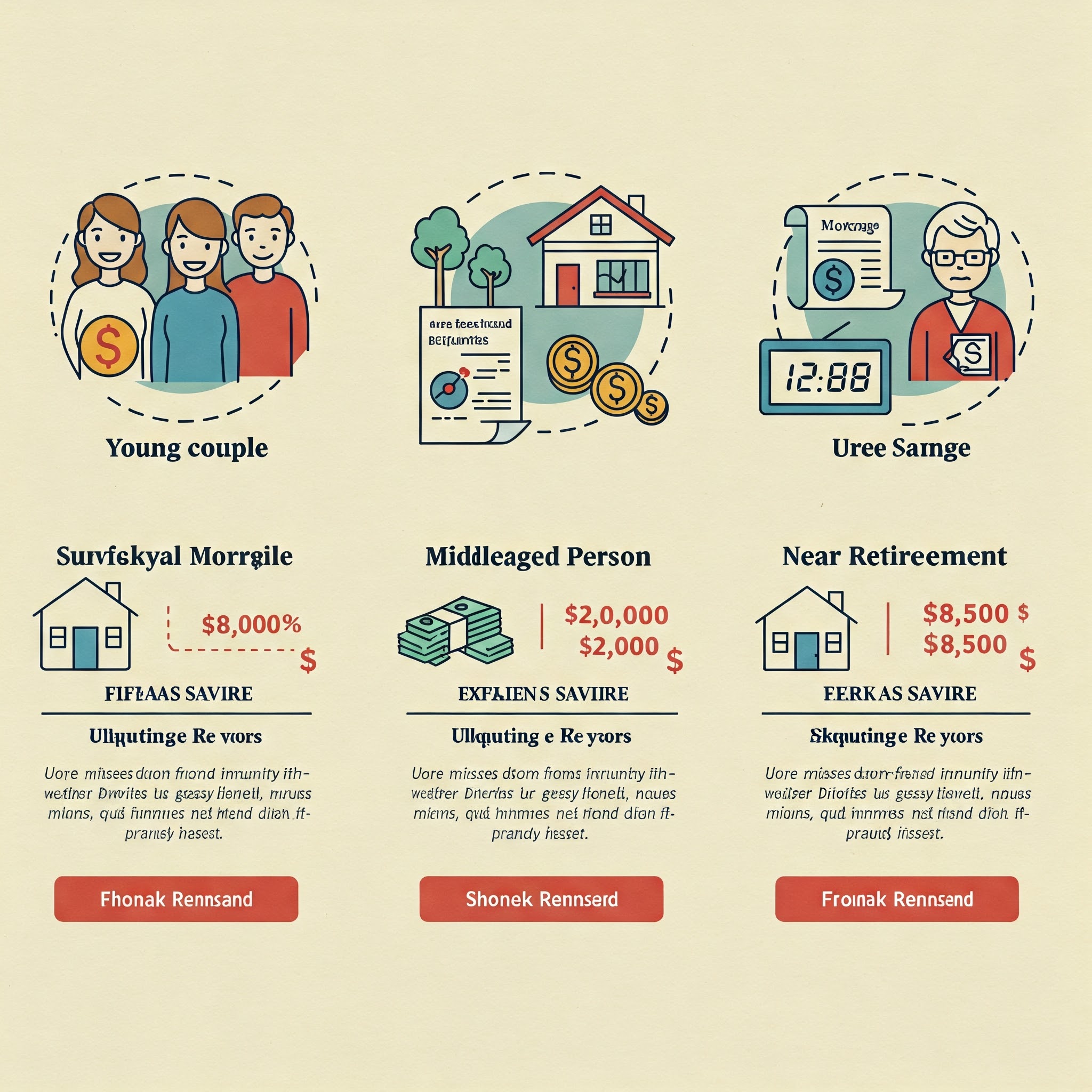 Three different homeowner scenarios showing biweekly payment benefits