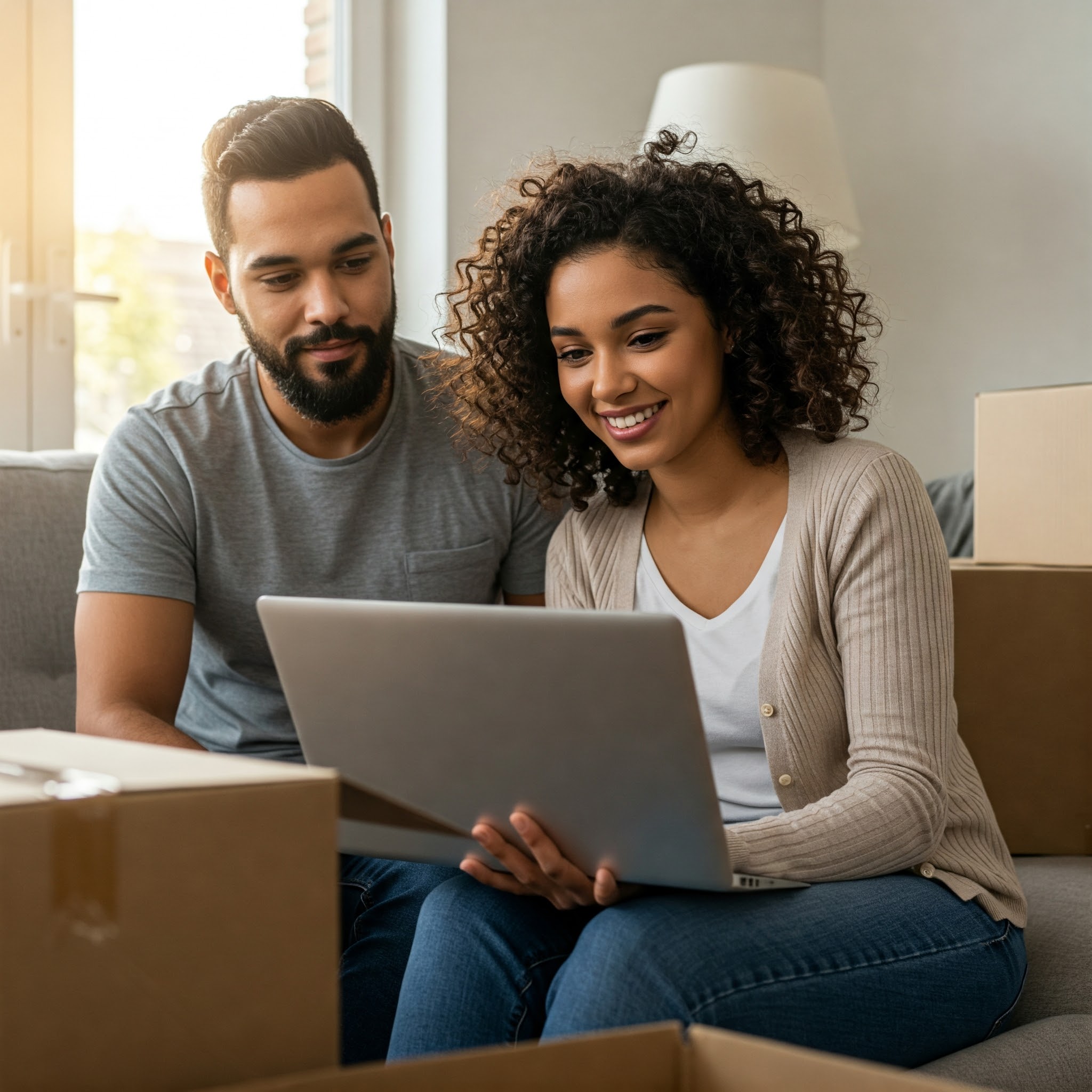 First-time home buyers using a mortgage calculator