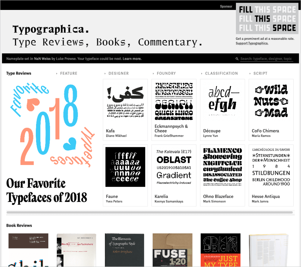 Navigationless magazine style at Typographica