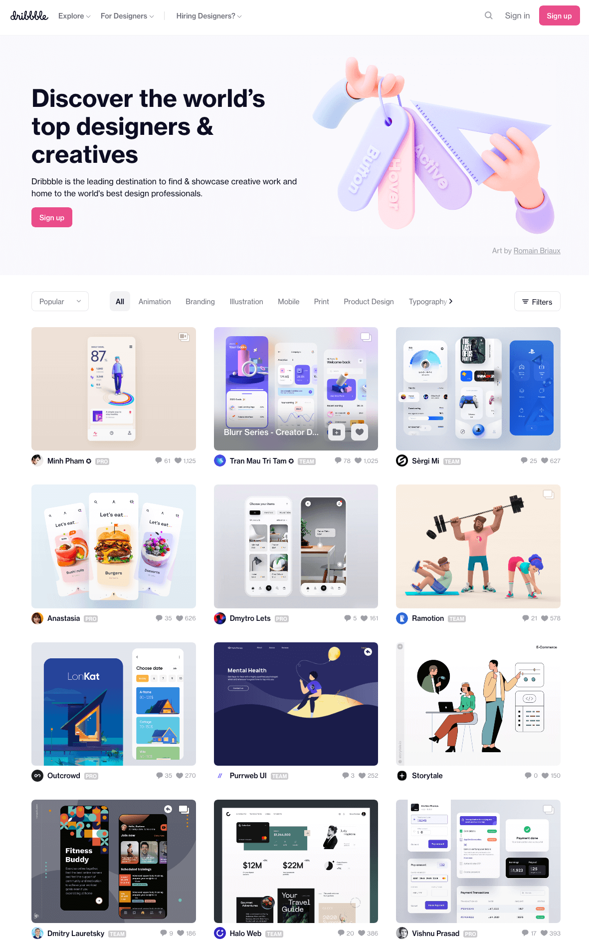 Dribbble主页