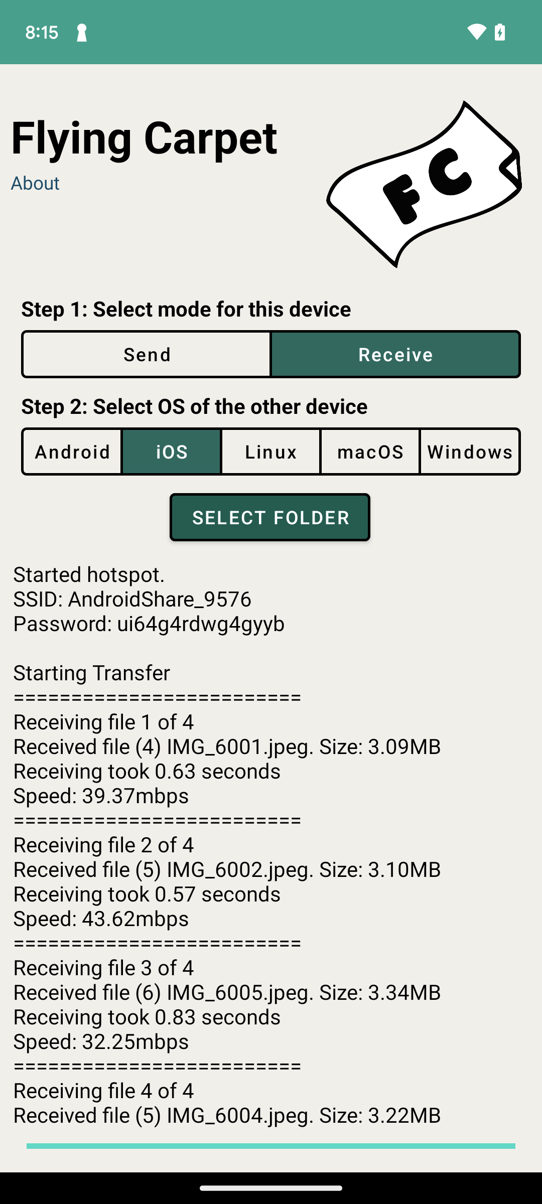 Picture demonstration of the Android version