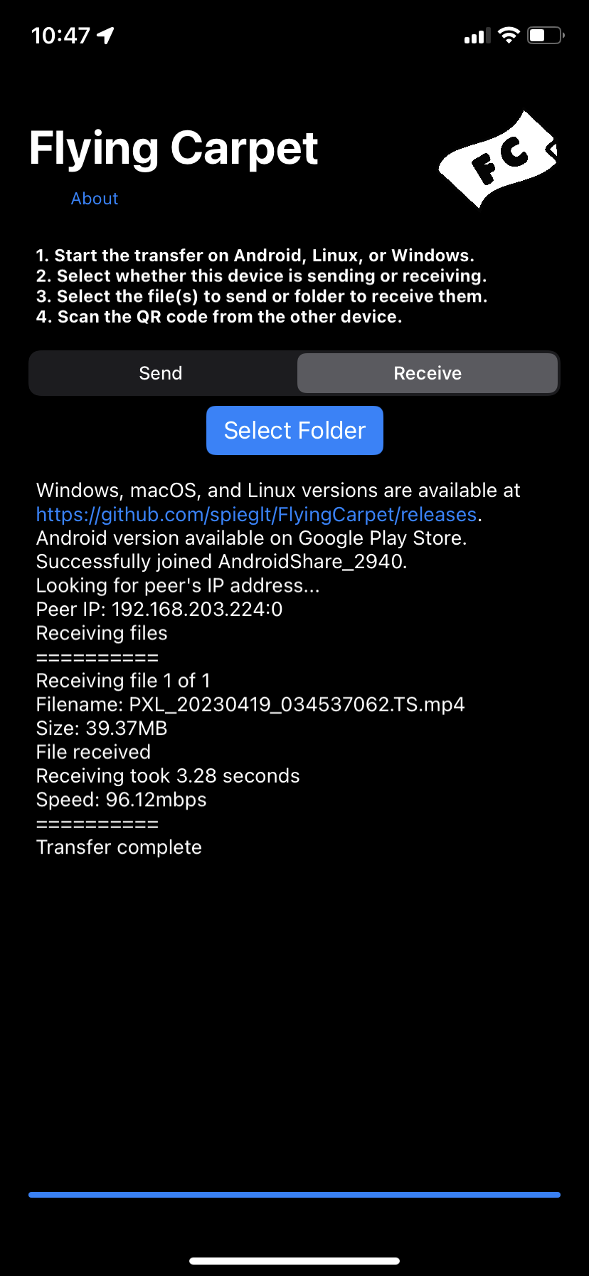 Picture demonstration of the iOS version