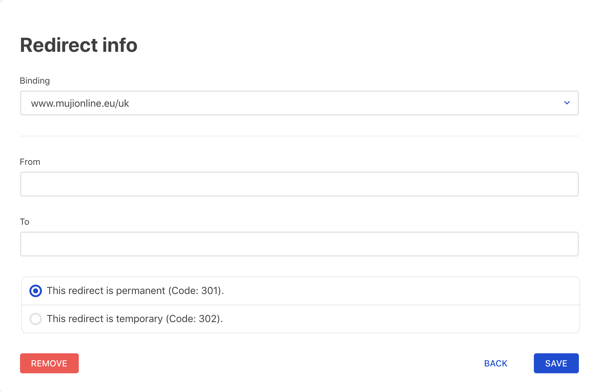 {"base64":"  ","img":{"width":1910,"height":1256,"type":"png","mime":"image/png","wUnits":"px","hUnits":"px","length":108268,"url":"https://cdn.statically.io/gh/vtexdocs/help-center-content/refs/heads/main/docs/en/tutorials/storefront/pages/managing-redirects-per-binding_2.png"}}