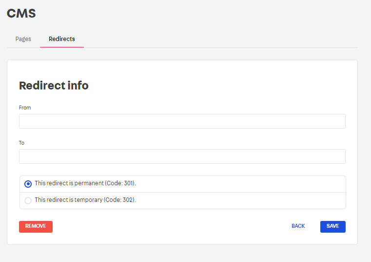 {"base64":"  ","img":{"width":761,"height":536,"type":"png","mime":"image/png","wUnits":"px","hUnits":"px","length":16424,"url":"https://cdn.statically.io/gh/vtexdocs/help-center-content/refs/heads/main/docs/en/tutorials/storefront/pages/managing-url-redirects_1.png"}}