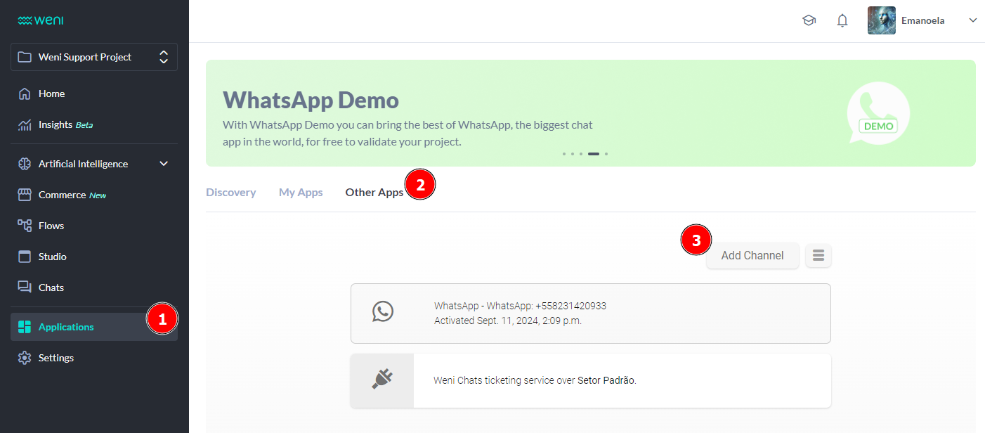 {"base64":"  ","img":{"width":1402,"height":616,"type":"png","mime":"image/png","wUnits":"px","hUnits":"px","length":201961,"url":"https://raw.githubusercontent.com/vtexdocs/help-center-content/refs/heads/main/docs/en/tutorials/weni-by-vtex/integrations/how-to-connect-and-talk-to-the-bot-through-the-settings_1.png"}}