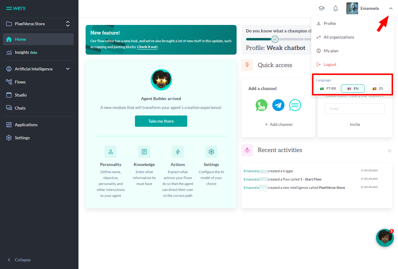 {"base64":"  ","img":{"width":1339,"height":906,"type":"png","mime":"image/png","wUnits":"px","hUnits":"px","length":162494,"url":"https://raw.githubusercontent.com/vtexdocs/help-center-content/refs/heads/main/docs/en/tutorials/weni-by-vtex/weni-by-vtex-overview/changing-the-platform-language_2.png"}}