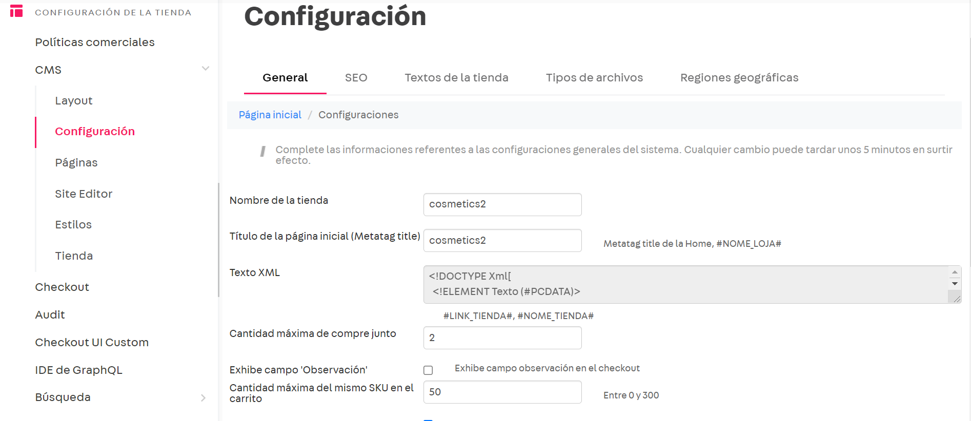 CMS - Settings ES