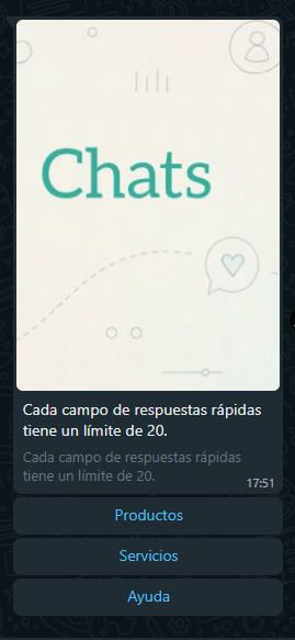 {"base64":"  ","img":{"width":269,"height":583,"type":"png","mime":"image/png","wUnits":"px","hUnits":"px","length":76651,"url":"https://cdn.statically.io/gh/vtexdocs/help-center-content/refs/heads/main/docs/es/tutorials/weni-by-vtex/flujos/tarjeta-de-mensaje-de-whatsapp_5.png"}}