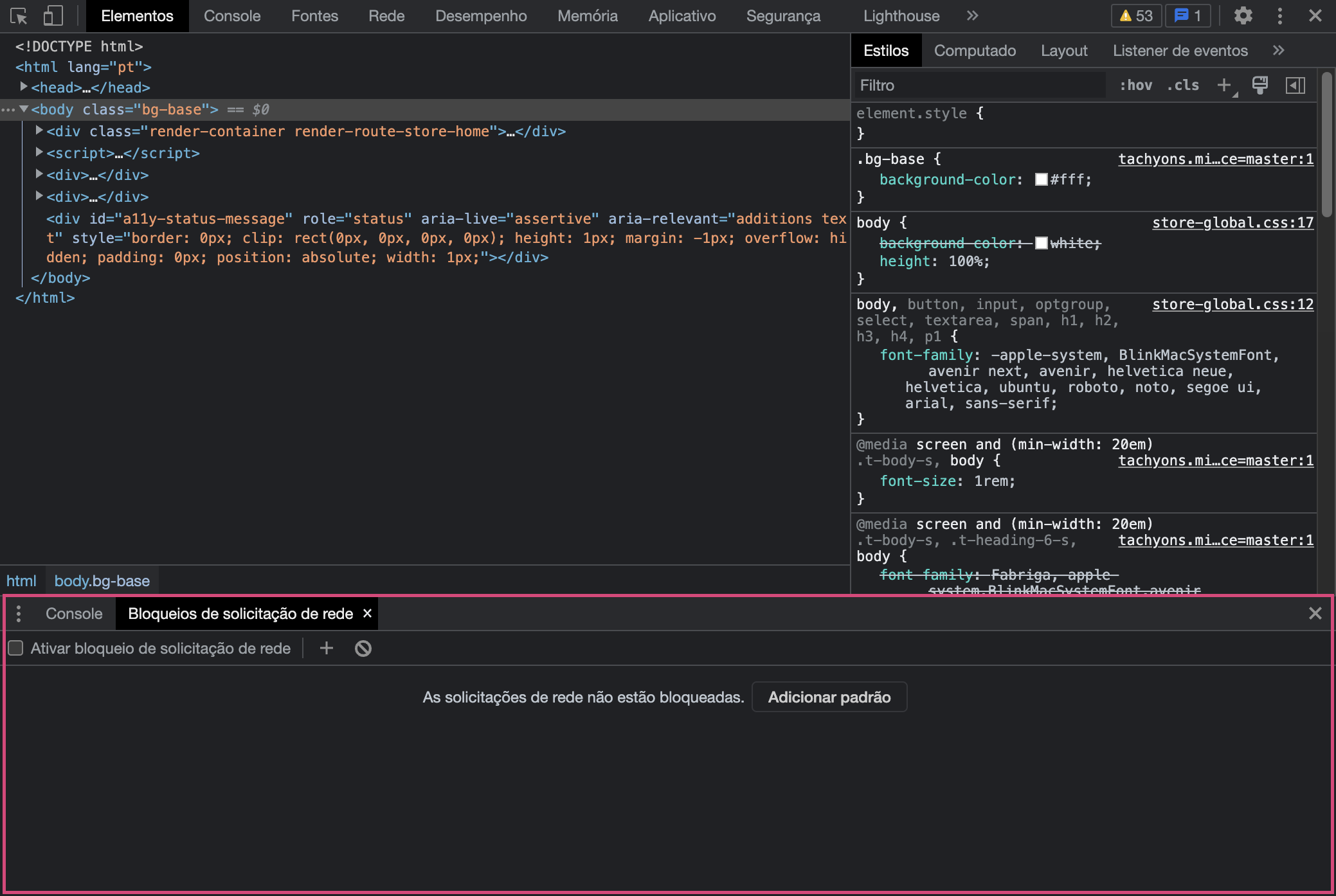 {"base64":"  ","img":{"width":2078,"height":1394,"type":"png","mime":"image/png","wUnits":"px","hUnits":"px","length":361783,"url":"https://raw.githubusercontent.com/vtexdocs/help-center-content/refs/heads/main/docs/pt/faq/shopping/como-bloquear-customizacoes-para-investigar-problemas-no-front-end-da-loja_3.png"}}