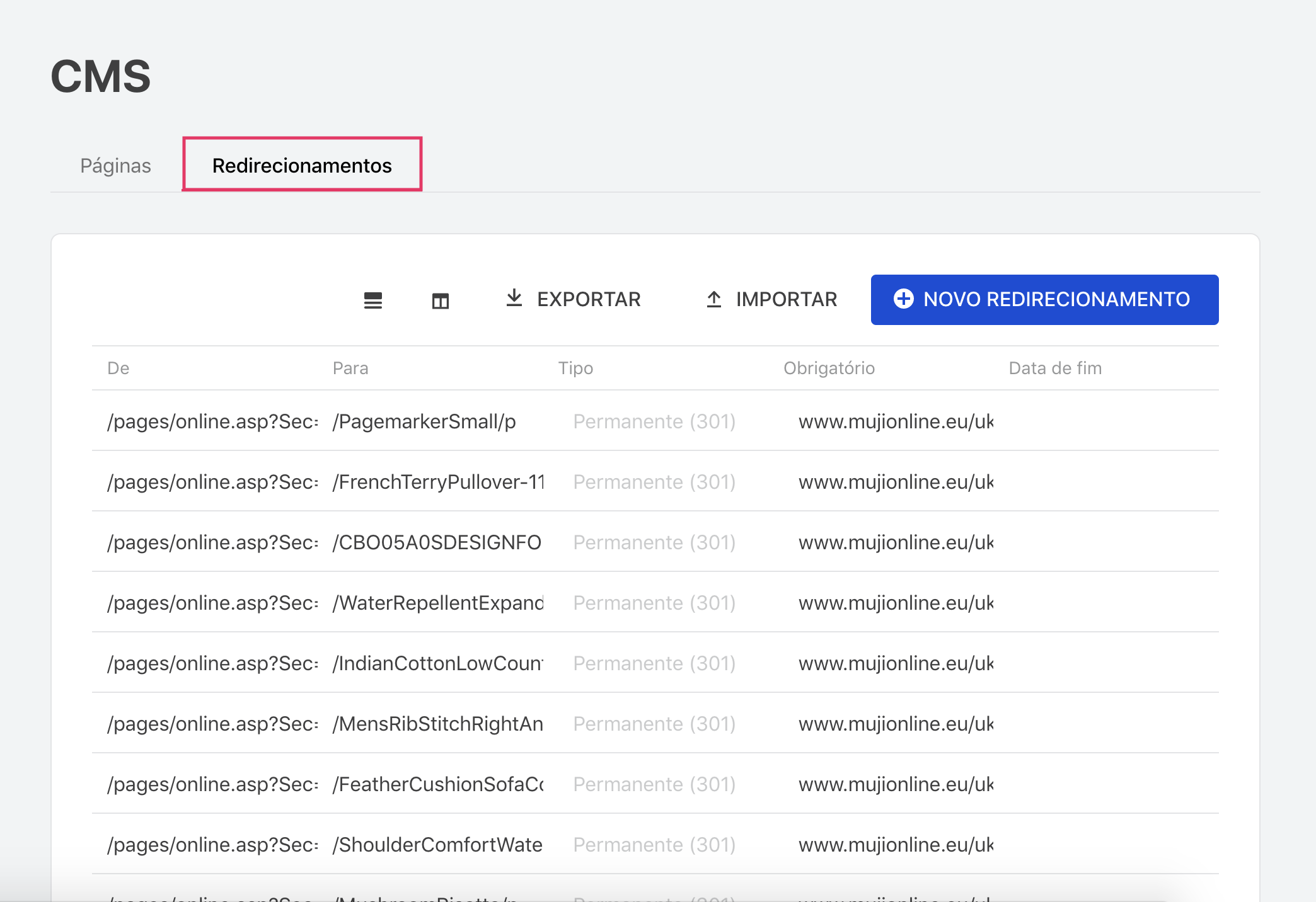 {"base64":"","img":{"src":"https://cdn.statically.io/gh/vtexdocs/help-center-content/refs/heads/main/docs/pt/tutorials/storefront/páginas/gerenciando-redirecionamentos-de-url-por-binding_1.png","width":800,"height":600,"type":"image/png"}}
