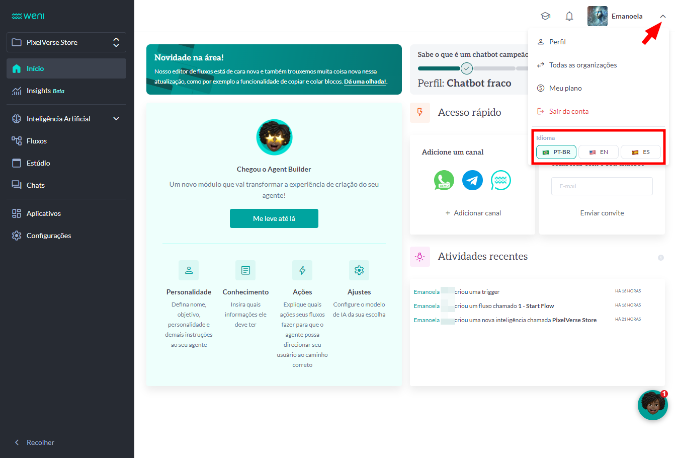 {"base64":"","img":{"src":"https://cdn.statically.io/gh/vtexdocs/help-center-content/refs/heads/main/docs/pt/tutorials/weni-by-vtex/visão-geral-weni-by-vtex/alterando-o-idioma-da-plataforma_2.png","width":800,"height":600,"type":"image/png"}}